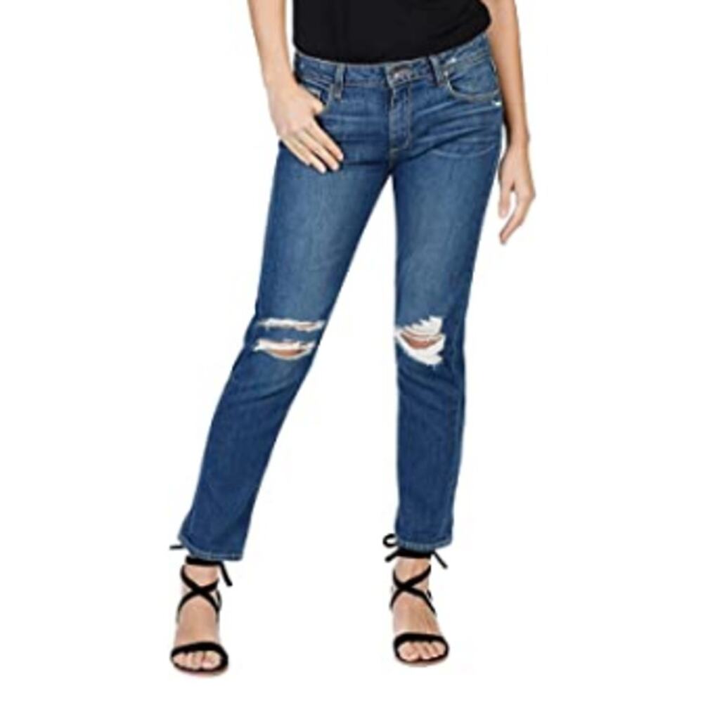 Paige Brigette Boyfriend Skinny Jeans Emmett Destructed Distressed Blue NEW 25